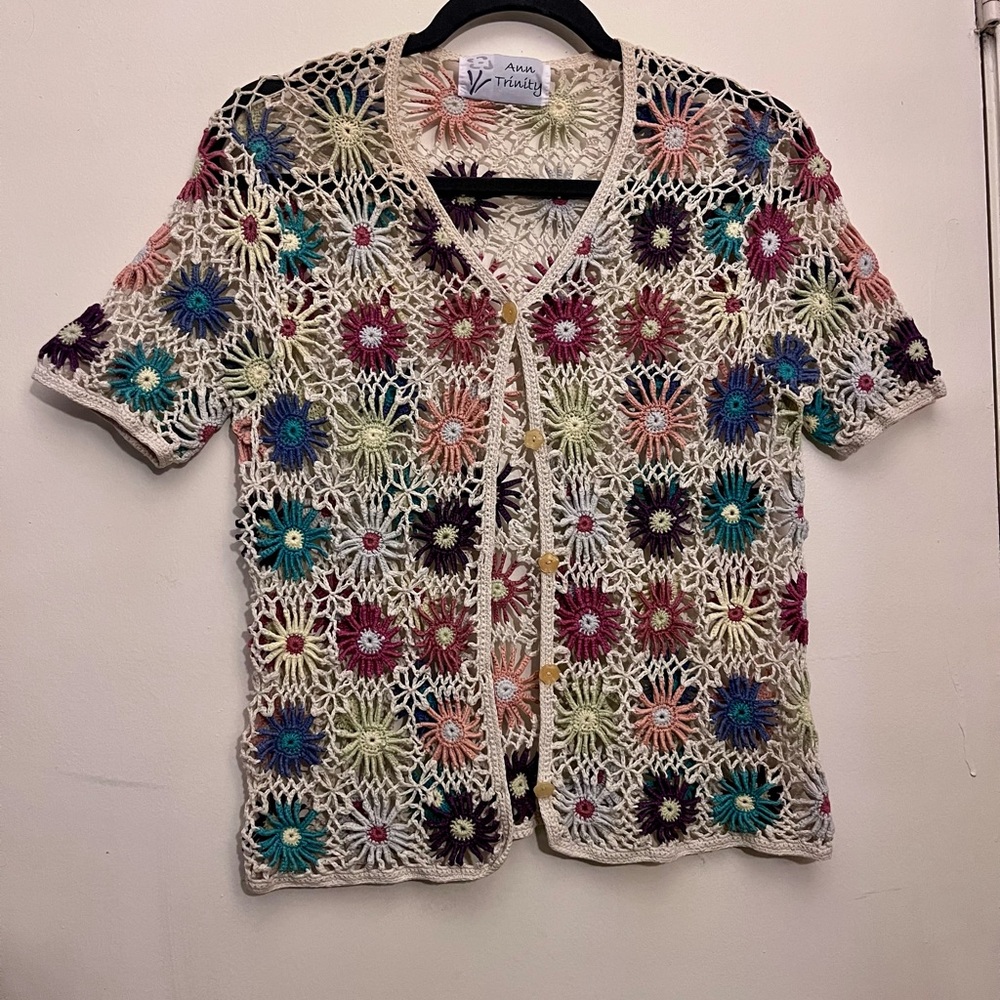 Trinity Multicolor Crochet Floral Top
